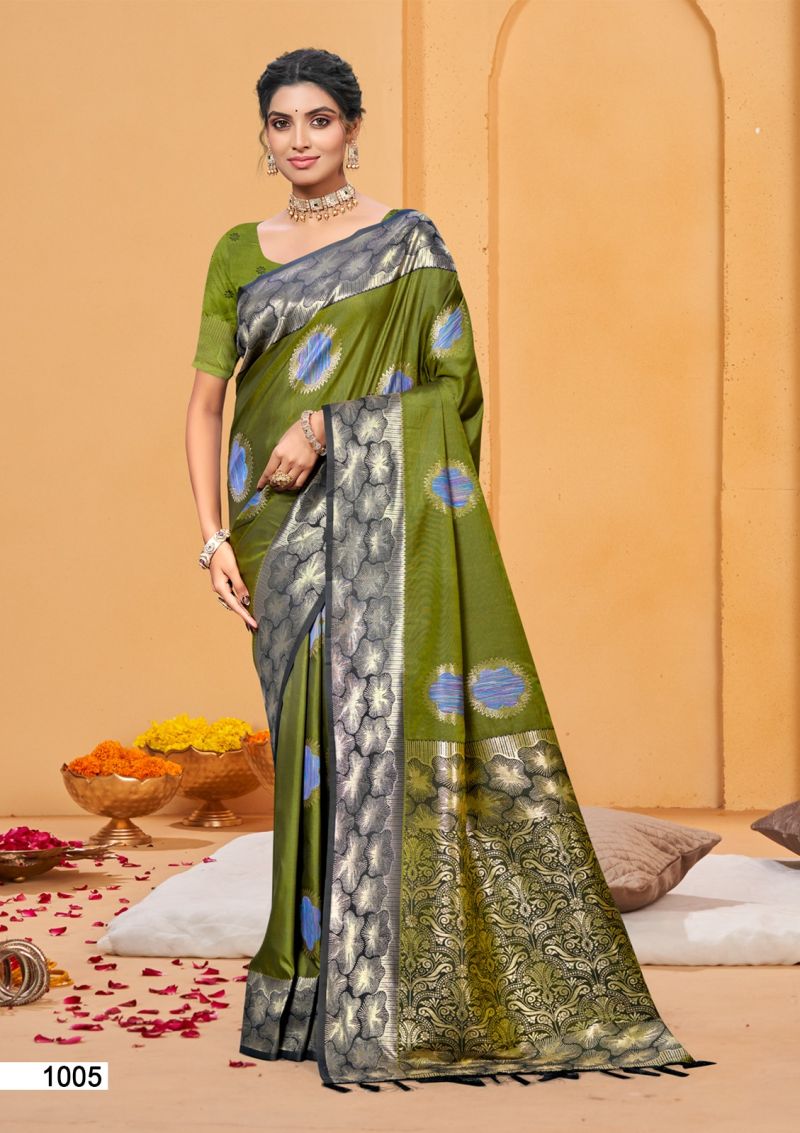 Bunawat Rangraz 2 Soft Silk Sangam Prints Woven Work Saree — Festival Sarees, Bunawat wholesale from Surat — view 2