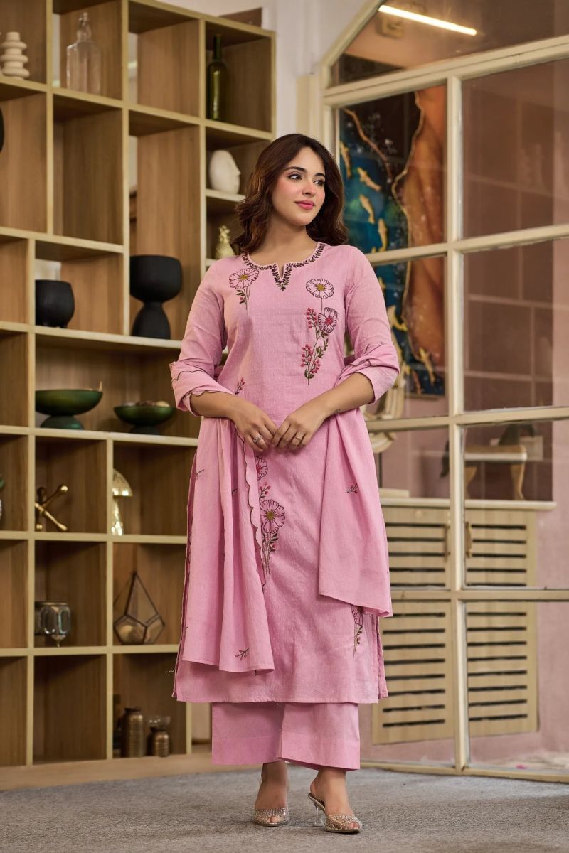 Chitra 2 Wholesale Viscose Mul Butti Embroidered Kurti Set Collection — Wholesale Kurtis, Vardan Ethnic wholesale from Surat — Photo 2