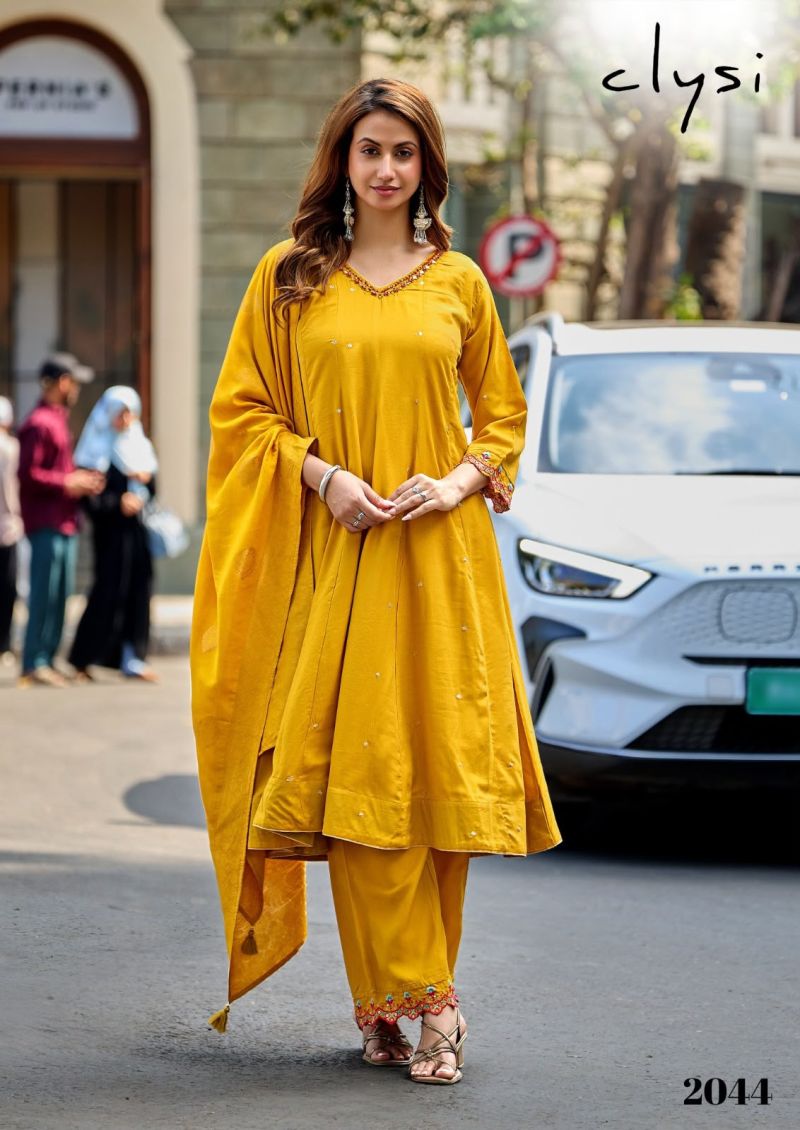 Clysi Zafira Muslin Khatali And Thread Work Kurti With Bottom Dupatta Catalog — Wholesale Kurtis, Clysi wholesale from Surat — Photo 3