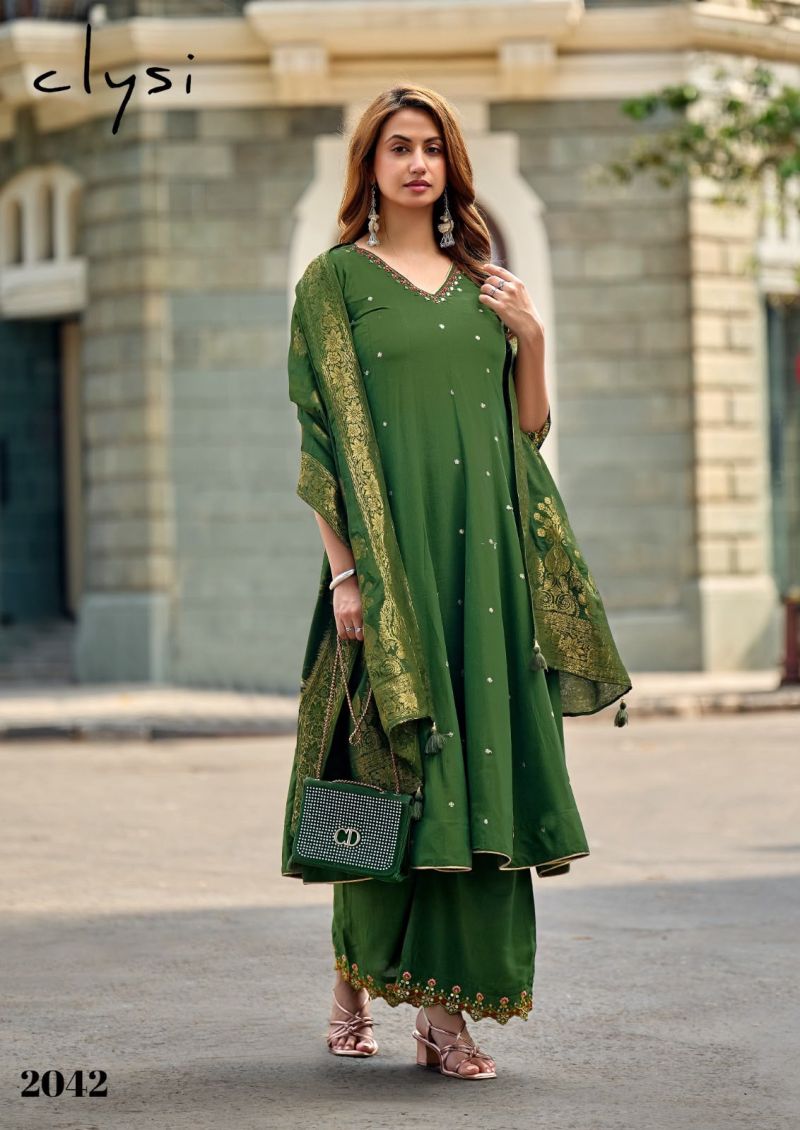 Clysi Zafira Muslin Khatali And Thread Work Kurti With Bottom Dupatta Catalog — Wholesale Kurtis, Clysi wholesale from Surat — Photo 2