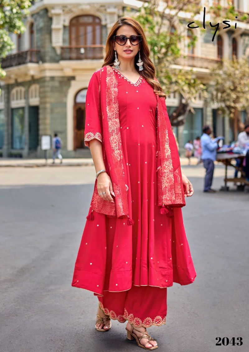 Clysi Zafira Muslin Khatali And Thread Work Kurti With Bottom Dupatta Catalog