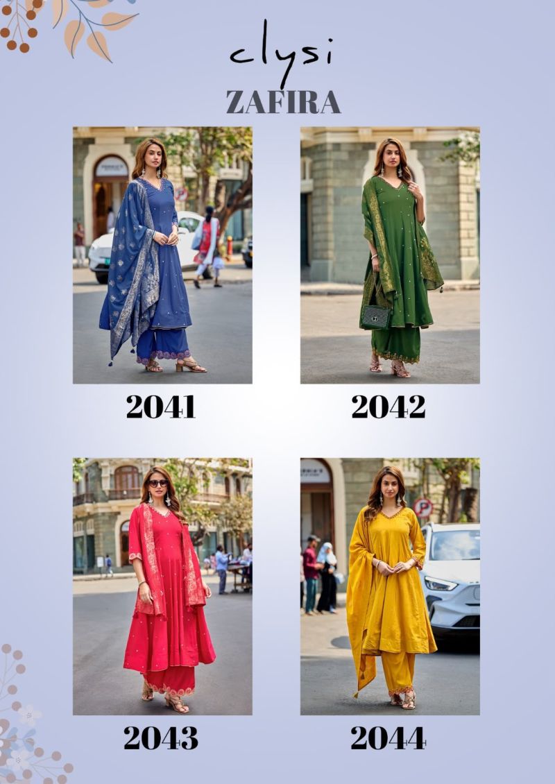 Clysi Zafira Muslin Khatali And Thread Work Kurti With Bottom Dupatta Catalog — Wholesale Kurtis, Clysi wholesale from Surat — Photo 5