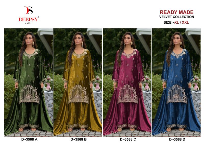 Deepsy D 3568 A To D Readymade Ice Velvet Beats Work Salwar Kameez Catalog — Wholesale Salwar Suits, Deepsy Suit wholesale from Surat — Photo 5