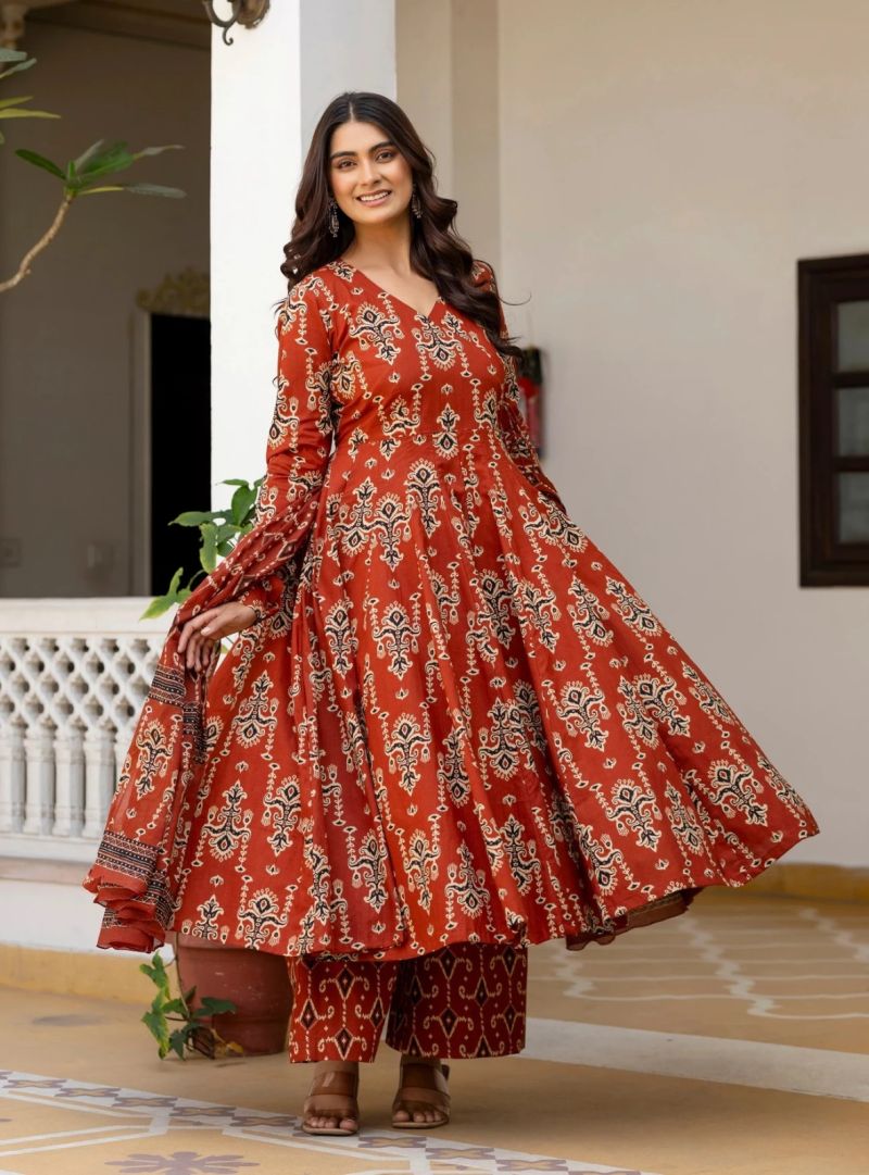 Dhruvi 531 Viscose Anarkali Printed Kurti With Bottom Dupatta Catalog — Wholesale Kurtis, Vardan Ethnic wholesale from Surat — view 2