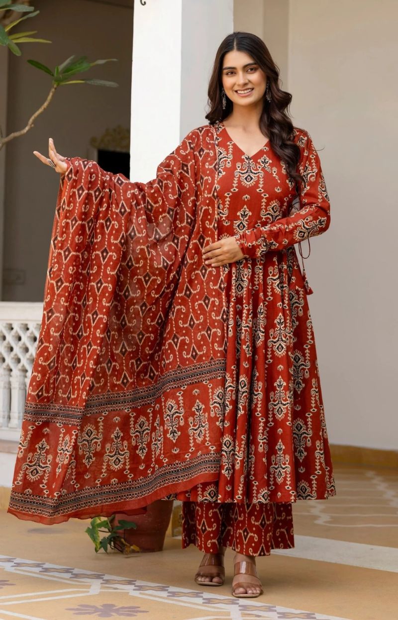 Dhruvi 531 Viscose Anarkali Printed Kurti With Bottom Dupatta Catalog