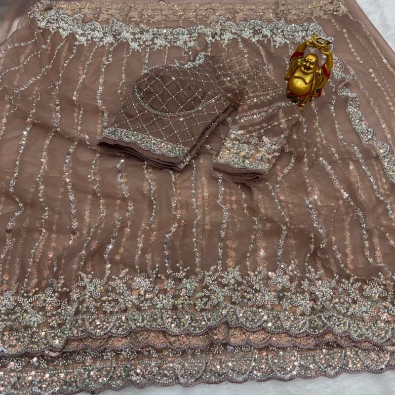 Ds Beed 1 Pure Soft Net Sequence Handworked Designer Saree — Wholesale Sarees, Vardan Ethnic wholesale from Surat — Photo 2