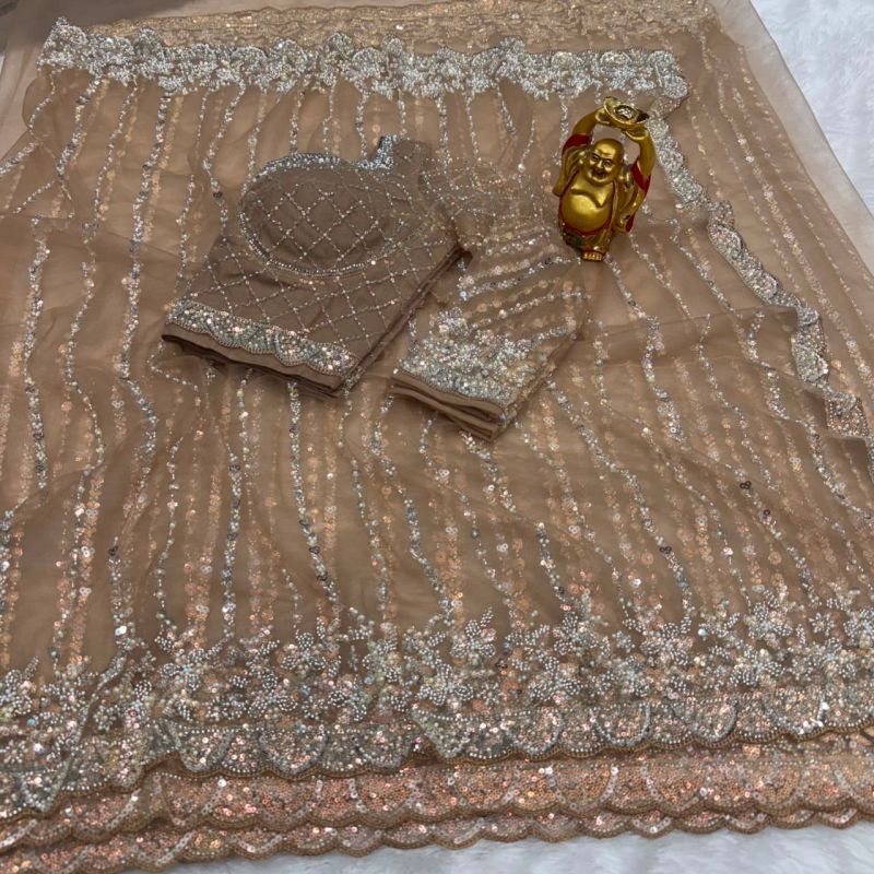 Ds Beed 1 Pure Soft Net Sequence Handworked Designer Saree — Wholesale Sarees, Vardan Ethnic wholesale from Surat — Photo 10