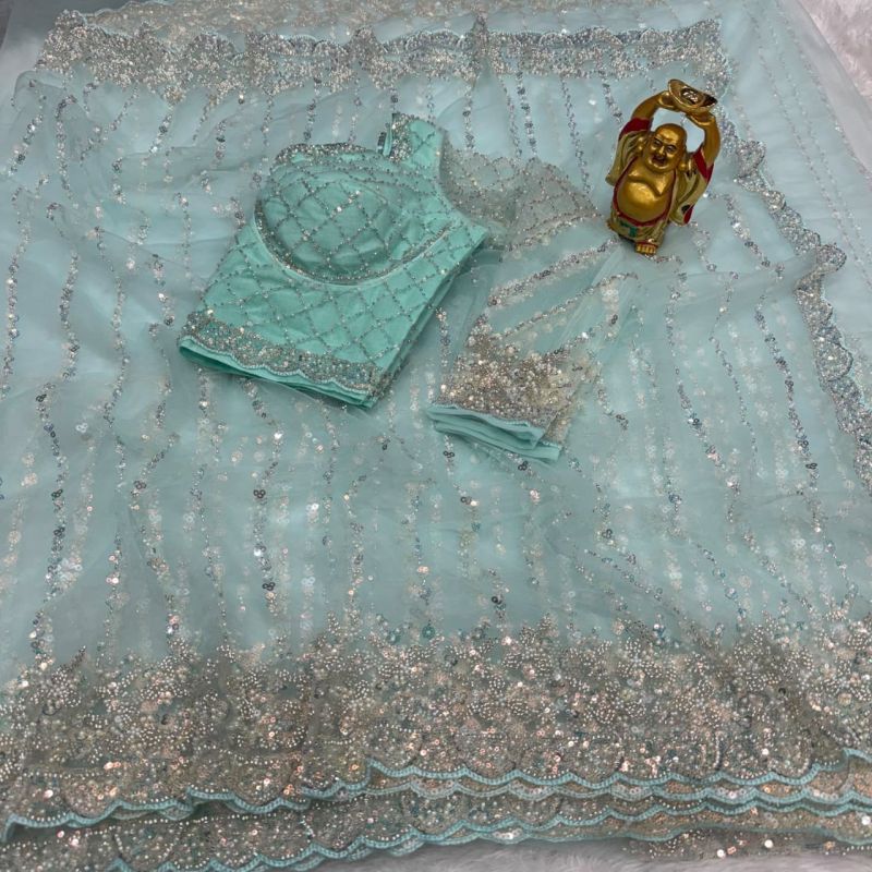 Ds Beed 1 Pure Soft Net Sequence Handworked Designer Saree — Wholesale Sarees, Vardan Ethnic wholesale from Surat — Photo 9