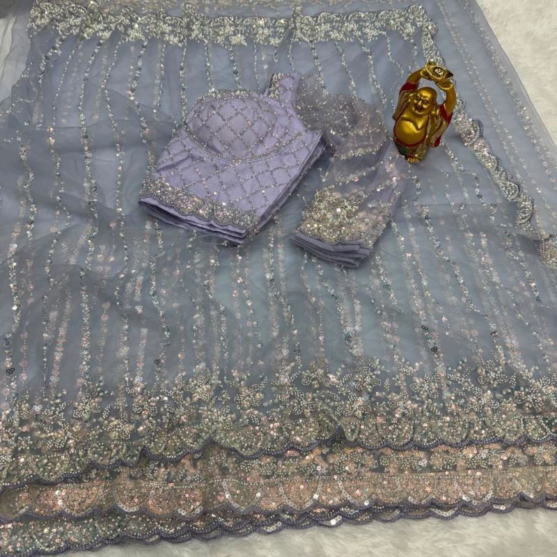 Ds Beed 1 Pure Soft Net Sequence Handworked Designer Saree — Wholesale Sarees, Vardan Ethnic wholesale from Surat — Photo 8