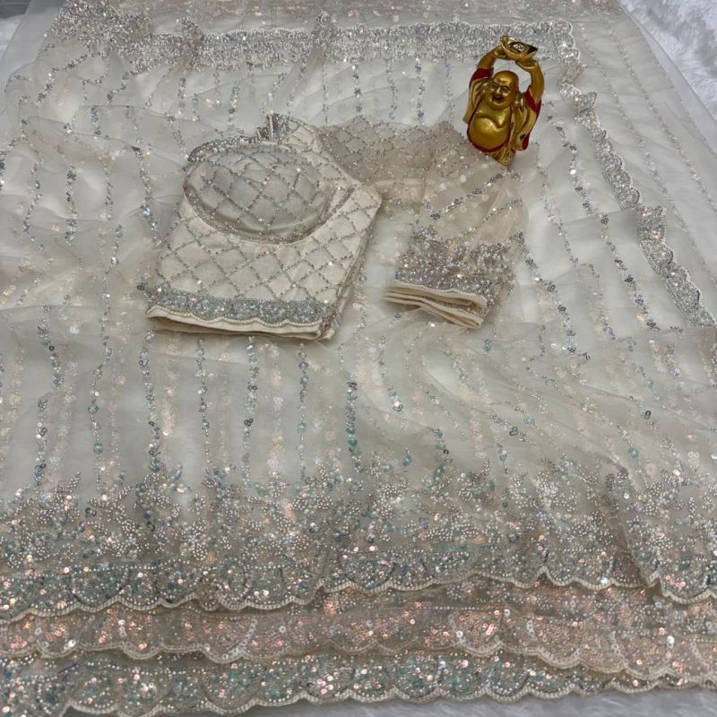 Ds Beed 1 Pure Soft Net Sequence Handworked Designer Saree — Wholesale Sarees, Vardan Ethnic wholesale from Surat — Photo 7