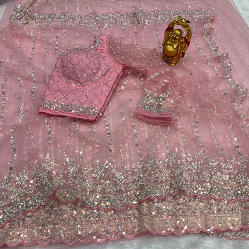 Ds Beed 1 Pure Soft Net Sequence Handworked Designer Saree — Wholesale Sarees, Vardan Ethnic wholesale from Surat — Photo 5