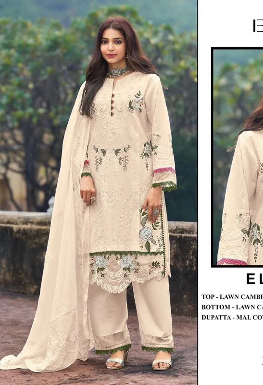 Elan E 49 A To D Cambric Cotton Embroidered Salwar Kameez Collection — Wholesale Salwar Suits, Vardan Ethnic wholesale from Surat — Photo 2