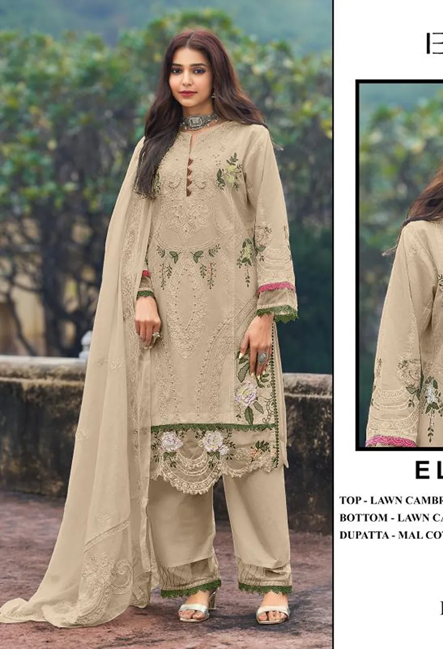 Elan E 49 A To D Cambric Cotton Embroidered Salwar Kameez Collection — Wholesale Salwar Suits, Vardan Ethnic wholesale from Surat — Photo 3