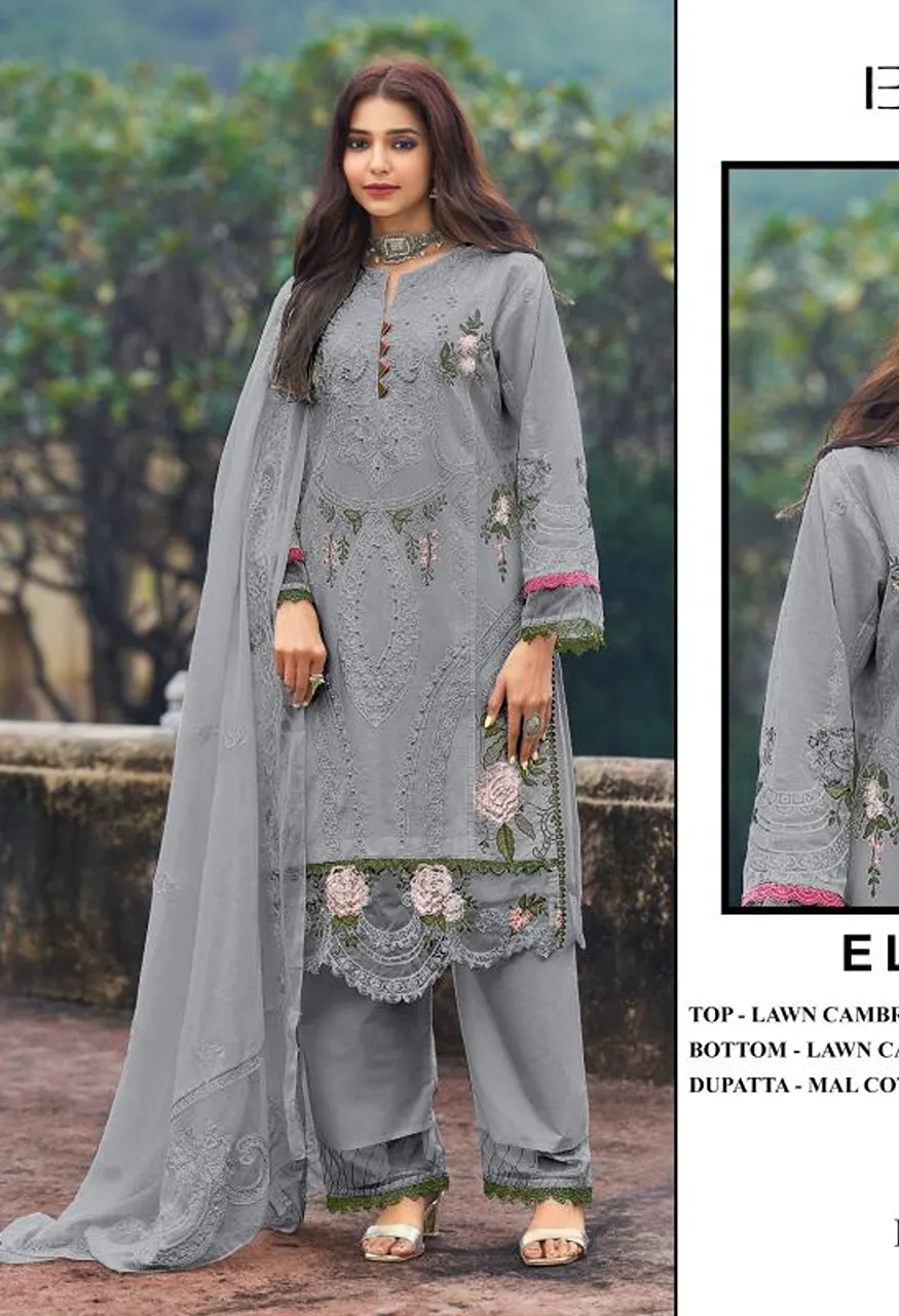 Elan E 49 A To D Cambric Cotton Embroidered Salwar Kameez Collection — Wholesale Salwar Suits, Vardan Ethnic wholesale from Surat — Photo 4