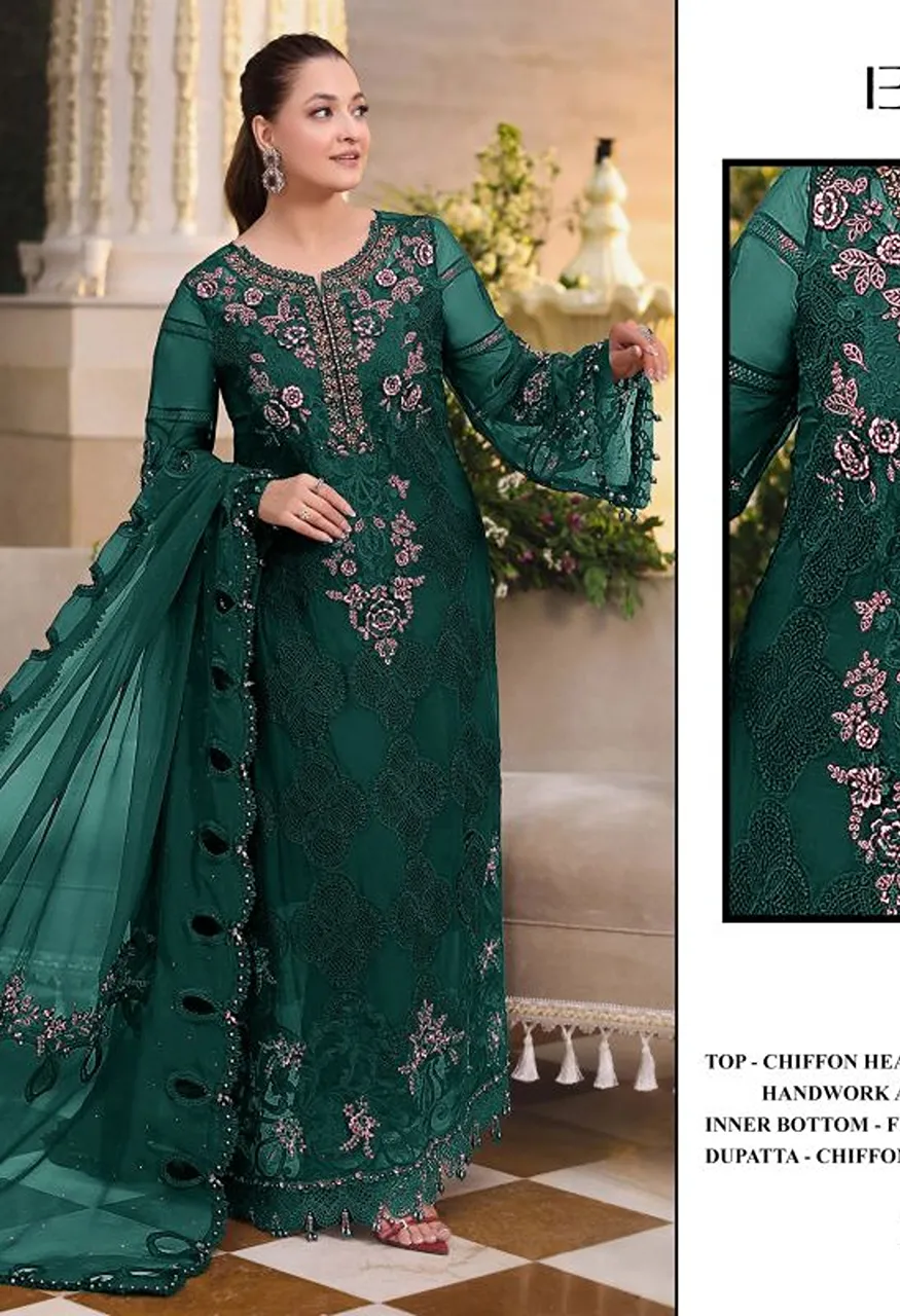 Elan E 63 A To D Chiffon Embroidered Salwar Kameez Collection — Wholesale Salwar Suits, Vardan Ethnic wholesale from Surat — Photo 2