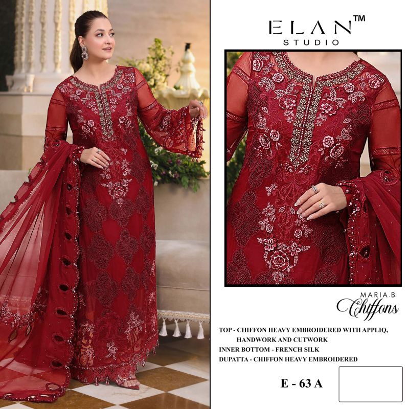 Elan E 63 A To D Chiffon Embroidered Salwar Kameez Collection — Wholesale Salwar Suits, Vardan Ethnic wholesale from Surat — Photo 6