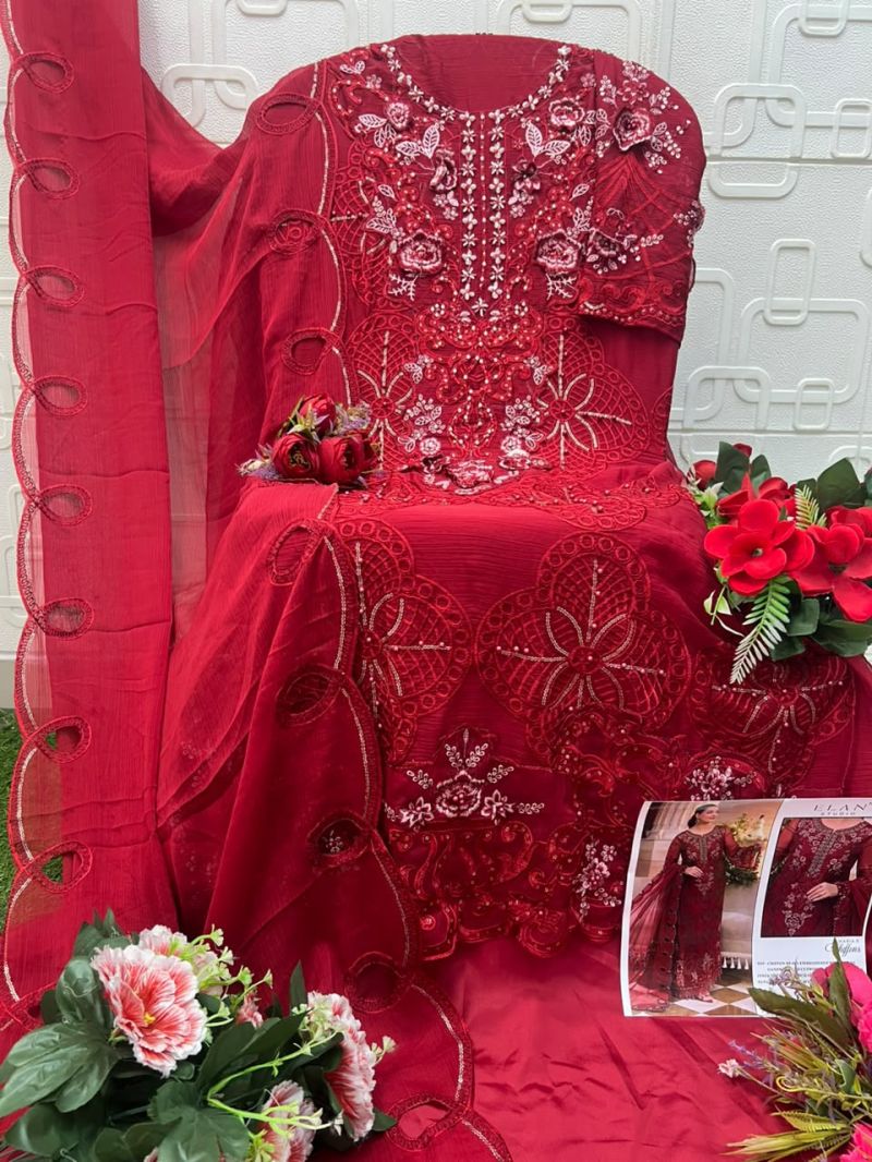 Elan E 63 A To D Chiffon Embroidered Salwar Kameez Collection — Wholesale Salwar Suits, Vardan Ethnic wholesale from Surat — Photo 10