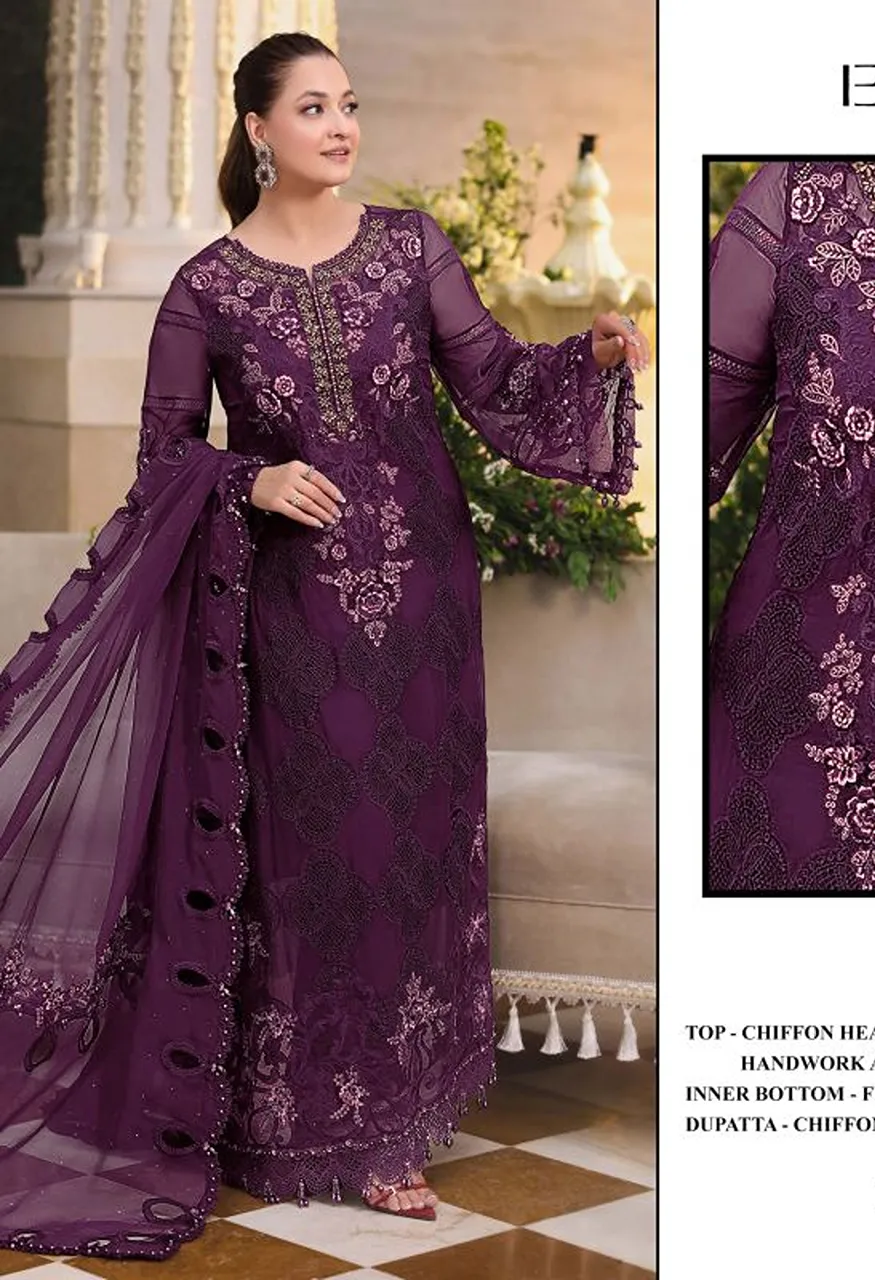 Elan E 63 A To D Chiffon Embroidered Salwar Kameez Collection