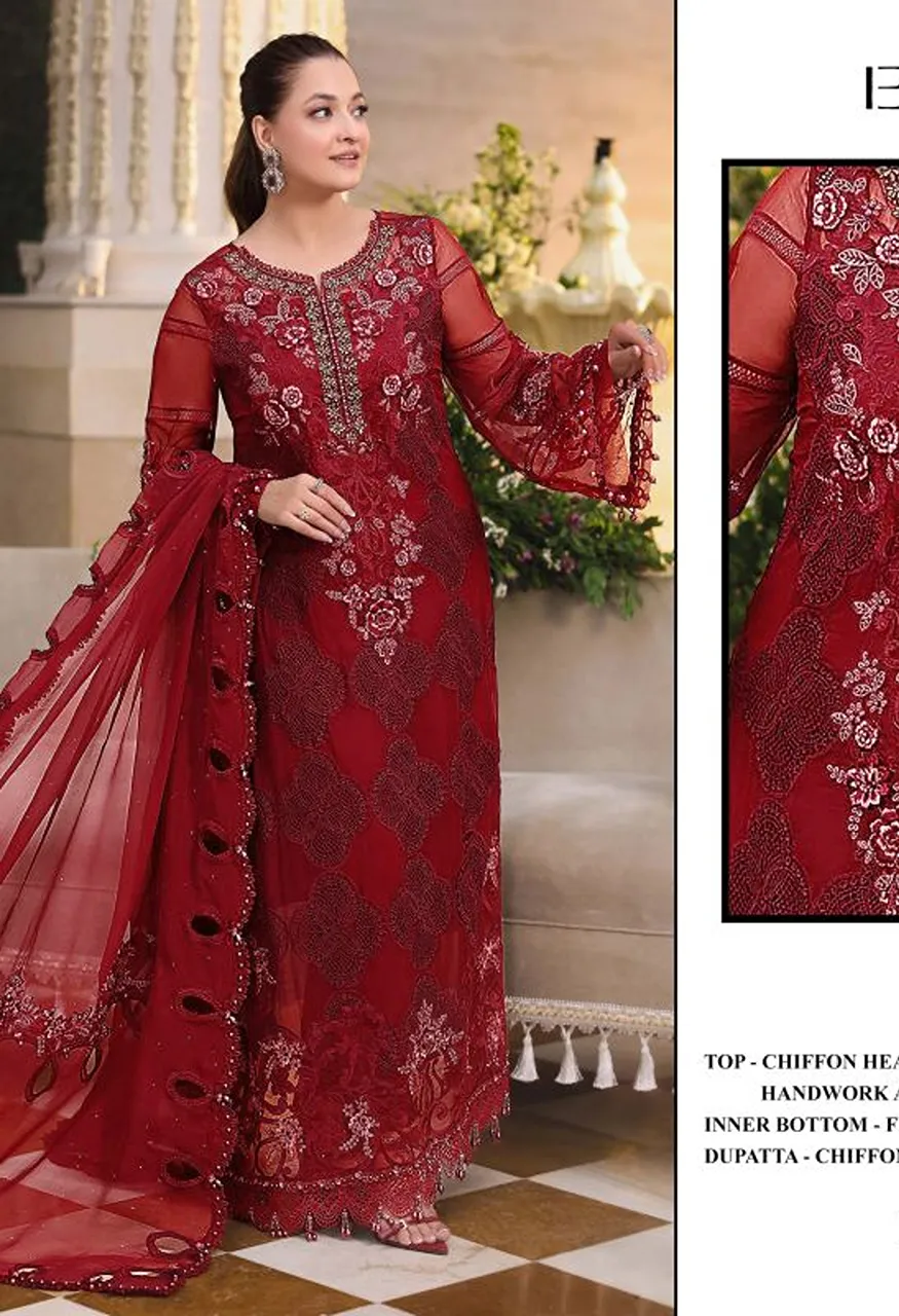 Elan E 63 A To D Chiffon Embroidered Salwar Kameez Collection — Wholesale Salwar Suits, Vardan Ethnic wholesale from Surat — Photo 4