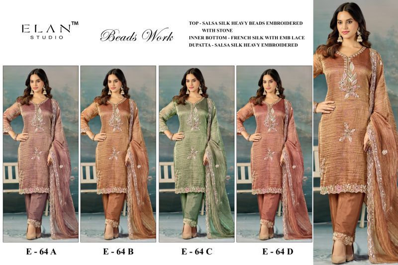 Elan E 64 A To D Salsa Beads Embroidered Salwar Kameez Catalog — Wholesale Salwar Suits, Vardan Ethnic wholesale from Surat — Photo 7