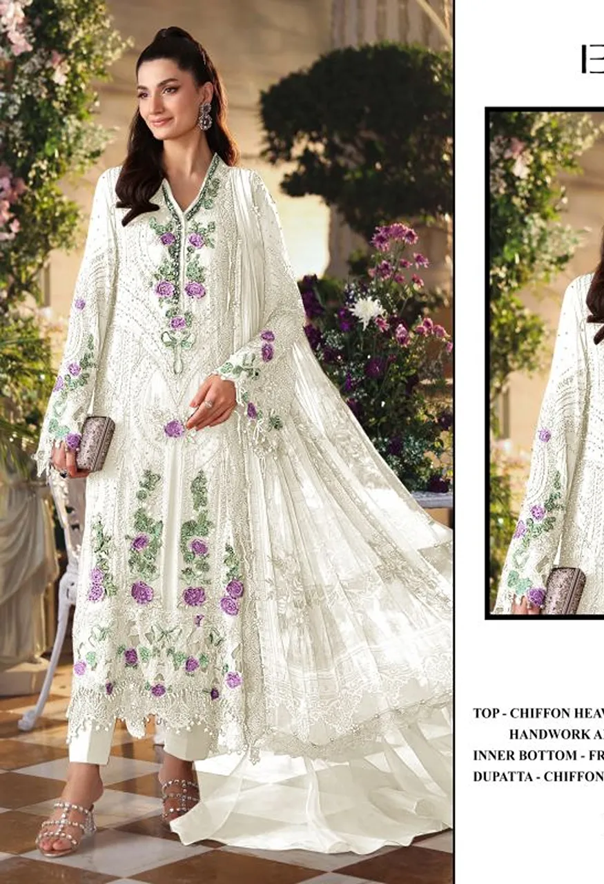 Elan E 66 A To D Chiffon Hand Work Salwar Kameez Catalog — Wholesale Salwar Suits, Vardan Ethnic wholesale from Surat — view 6