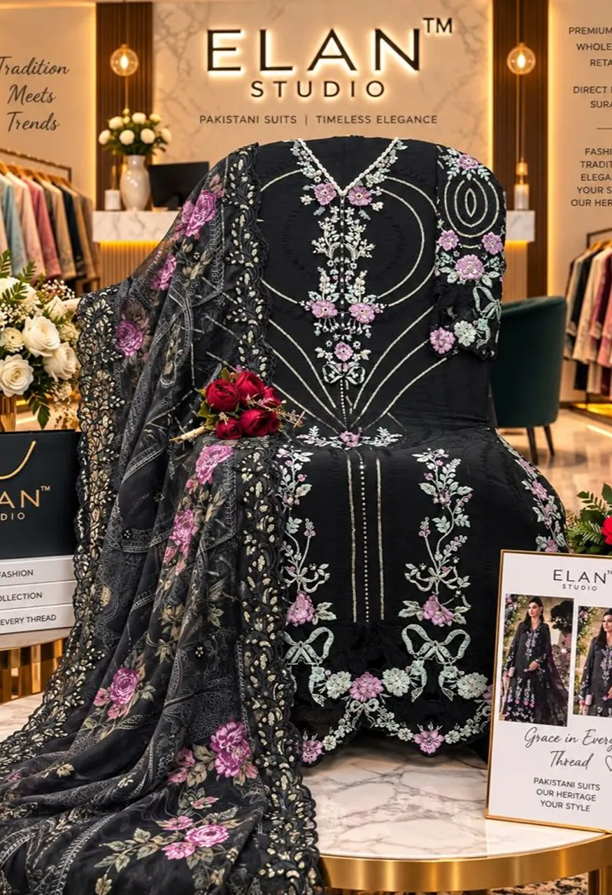 Elan E 66 A To D Chiffon Hand Work Salwar Kameez Catalog — Wholesale Salwar Suits, Vardan Ethnic wholesale from Surat — view 5