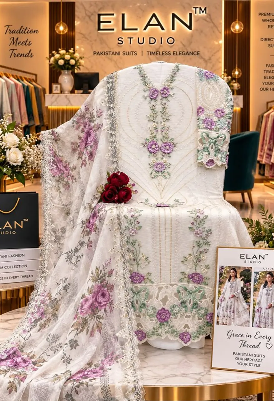 Elan E 66 A To D Chiffon Hand Work Salwar Kameez Catalog — Wholesale Salwar Suits, Vardan Ethnic wholesale from Surat — view 4