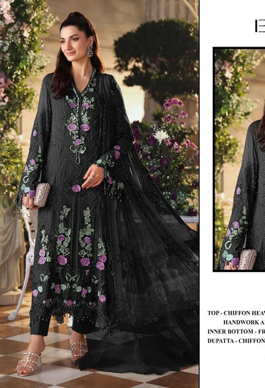 Elan E 66 A To D Chiffon Hand Work Salwar Kameez Catalog — Wholesale Salwar Suits, Vardan Ethnic wholesale from Surat — view 3