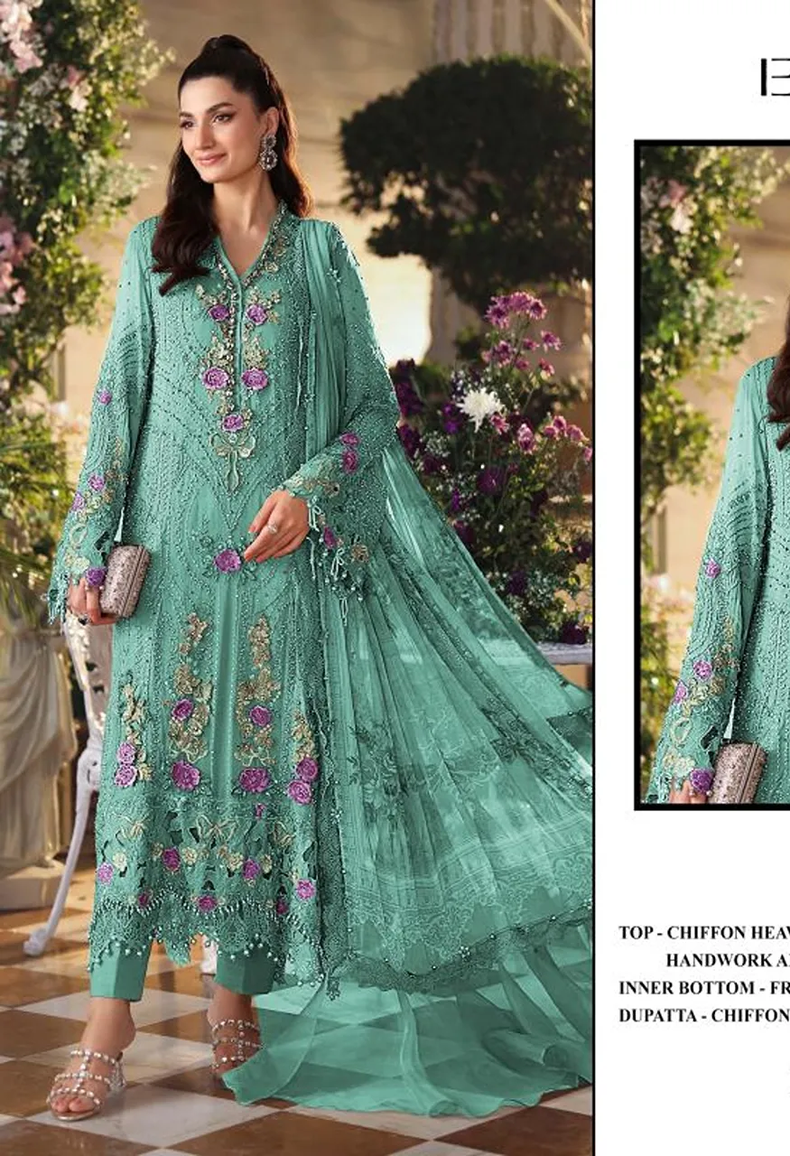 Elan E 66 A To D Chiffon Hand Work Salwar Kameez Catalog — Wholesale Salwar Suits, Vardan Ethnic wholesale from Surat — view 2
