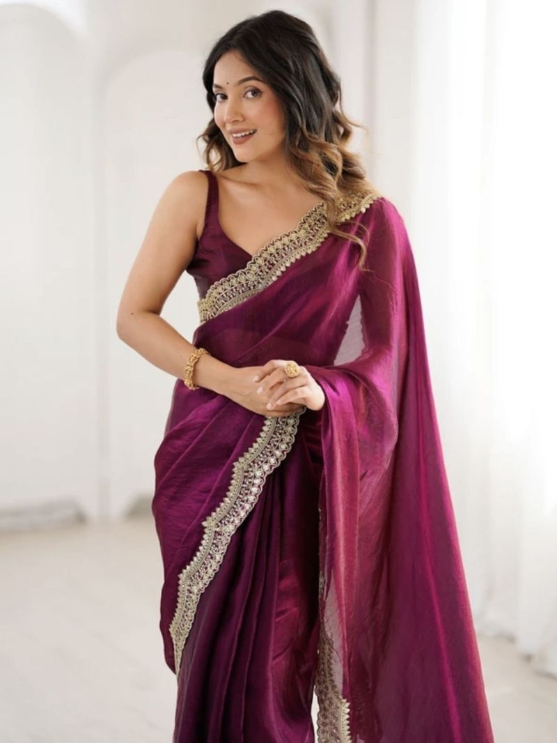 Em 24 Satin Sequence Worked Party Wear Saree — Wholesale Sarees, Vardan Ethnic wholesale from Surat — Photo 5