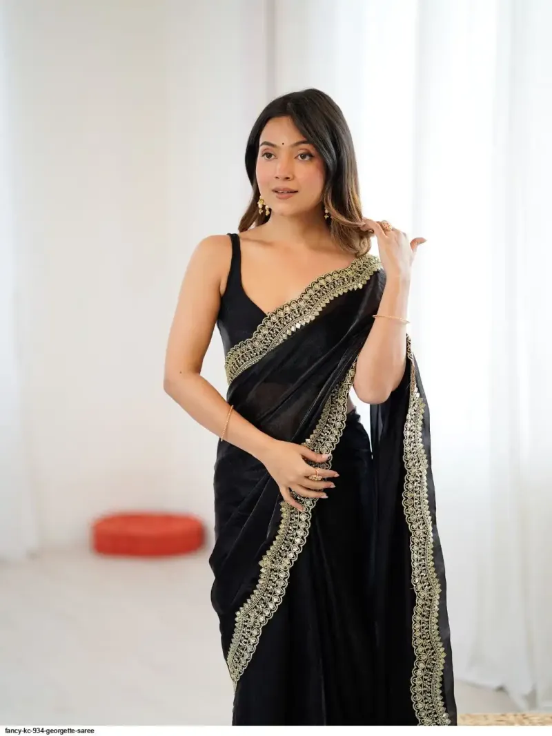 Em 24 Satin Sequence Worked Party Wear Saree — Wholesale Sarees, Vardan Ethnic wholesale from Surat — Photo 14