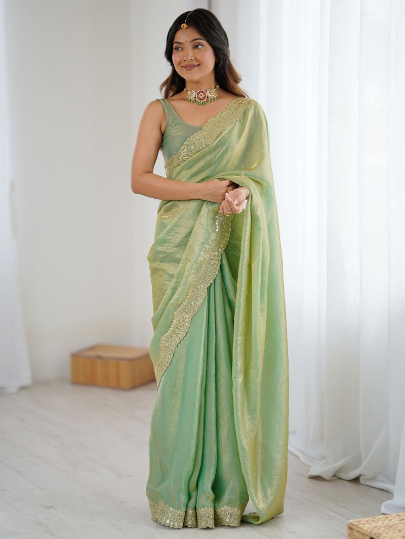 Em 24 Satin Sequence Worked Party Wear Saree — Wholesale Sarees, Vardan Ethnic wholesale from Surat — Photo 11