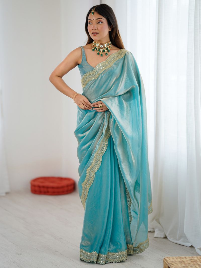 Em 24 Satin Sequence Worked Party Wear Saree — Wholesale Sarees, Vardan Ethnic wholesale from Surat — Photo 10