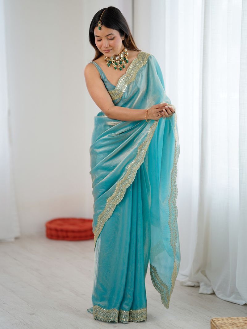 Em 24 Satin Sequence Worked Party Wear Saree — Wholesale Sarees, Vardan Ethnic wholesale from Surat — Photo 9
