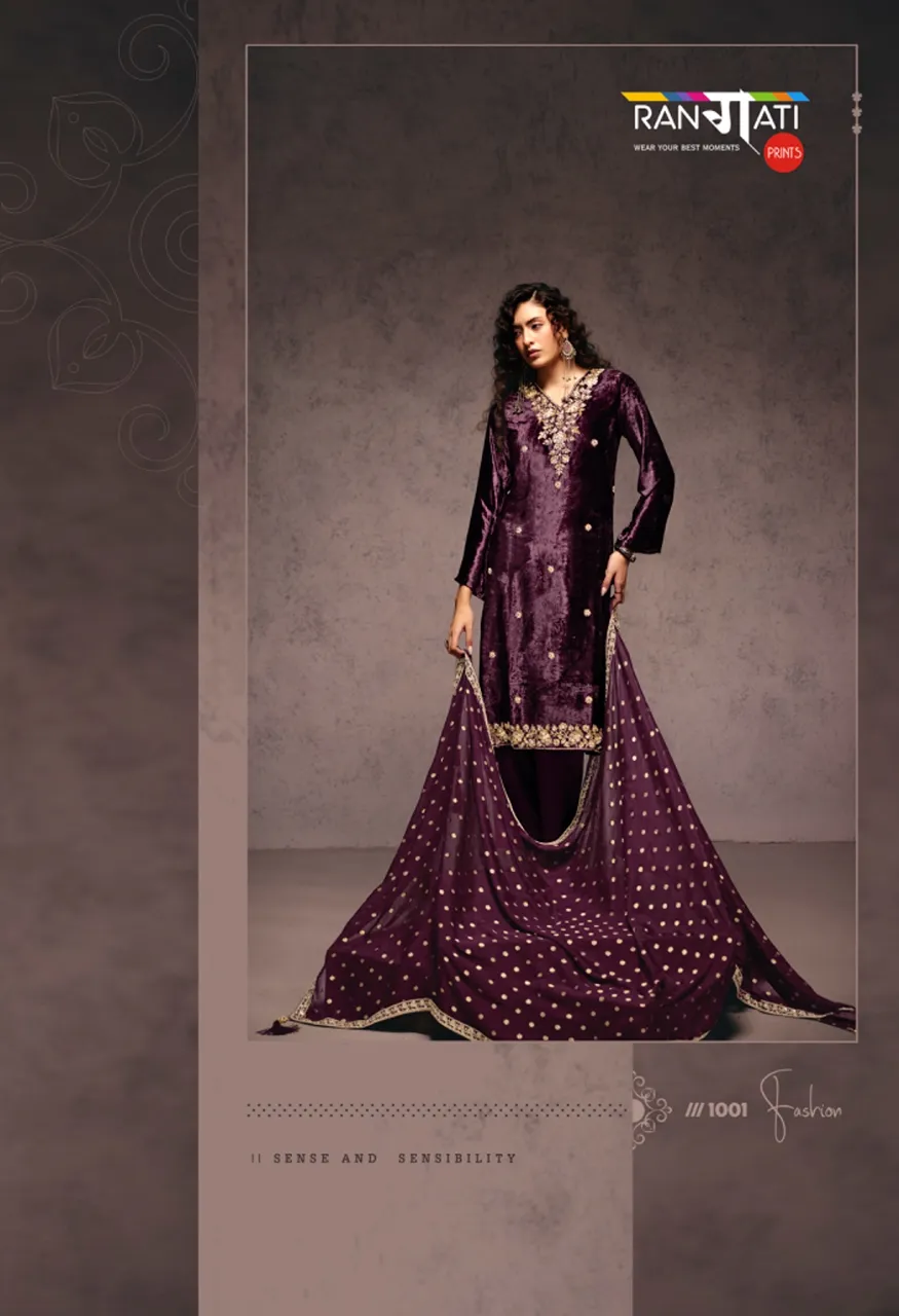 Falak Sangita Wholesale Winter Premium Velvet Salwar Kameez Collection — Wholesale Salwar Suits, FALAK wholesale from Surat — view 7