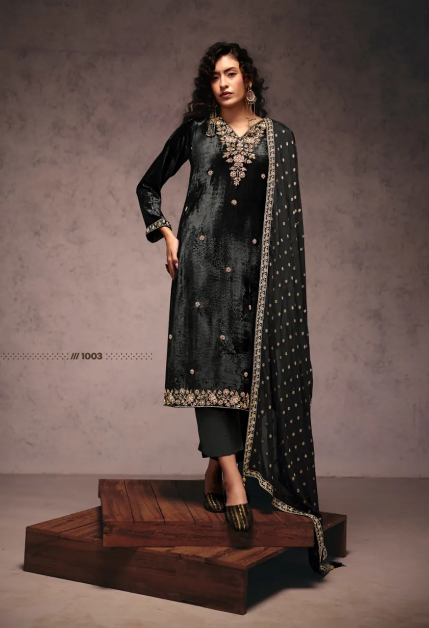 Falak Sangita Wholesale Winter Premium Velvet Salwar Kameez Collection — Wholesale Salwar Suits, FALAK wholesale from Surat — view 4