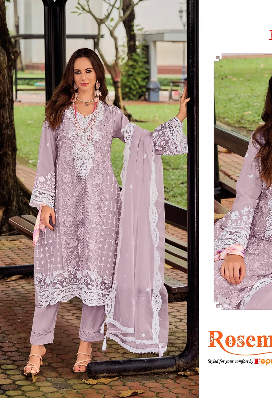 Fepic Rosemeen Organza Embroidered With Handworkd Pakistani Suit Catalog