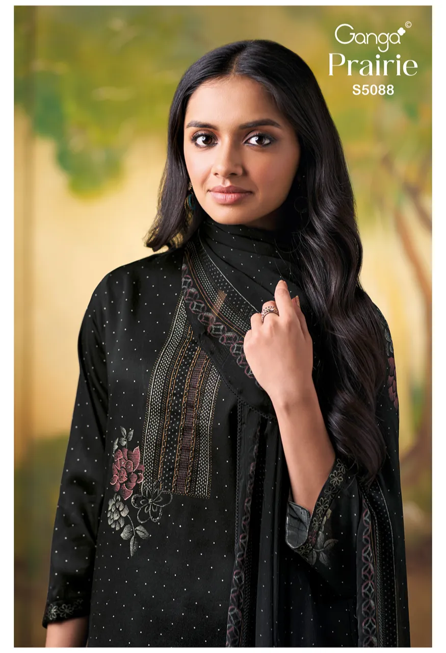 Ganga Prairie 5088 Premium Cotton Satin Printed Suit Set with Chiffon Dupatta Set — Wholesale Dress Material, Ganga wholesale from Surat — Photo 4