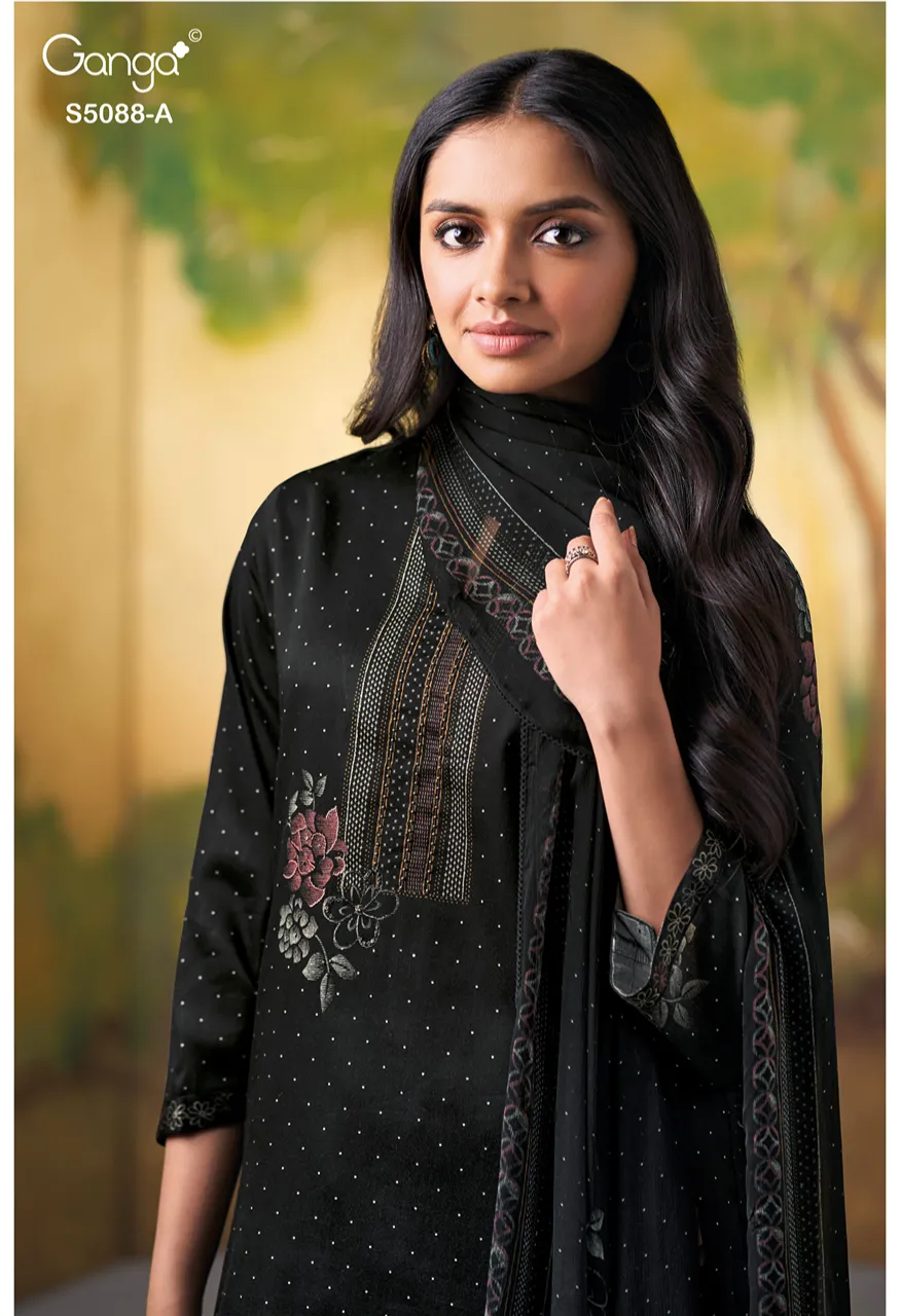 Ganga Prairie 5088 Premium Cotton Satin Printed Suit Set with Chiffon Dupatta Set — Wholesale Dress Material, Ganga wholesale from Surat — Photo 5