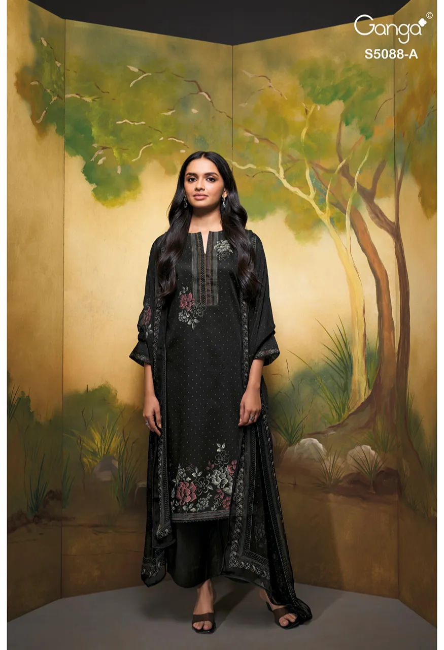 Ganga Prairie 5088 Premium Cotton Satin Printed Suit Set with Chiffon Dupatta Set — Wholesale Dress Material, Ganga wholesale from Surat — Photo 6