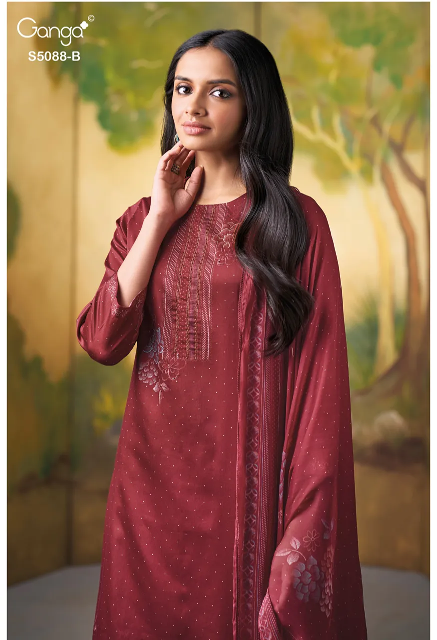 Ganga Prairie 5088 Premium Cotton Satin Printed Suit Set with Chiffon Dupatta Set — Wholesale Dress Material, Ganga wholesale from Surat — Photo 7