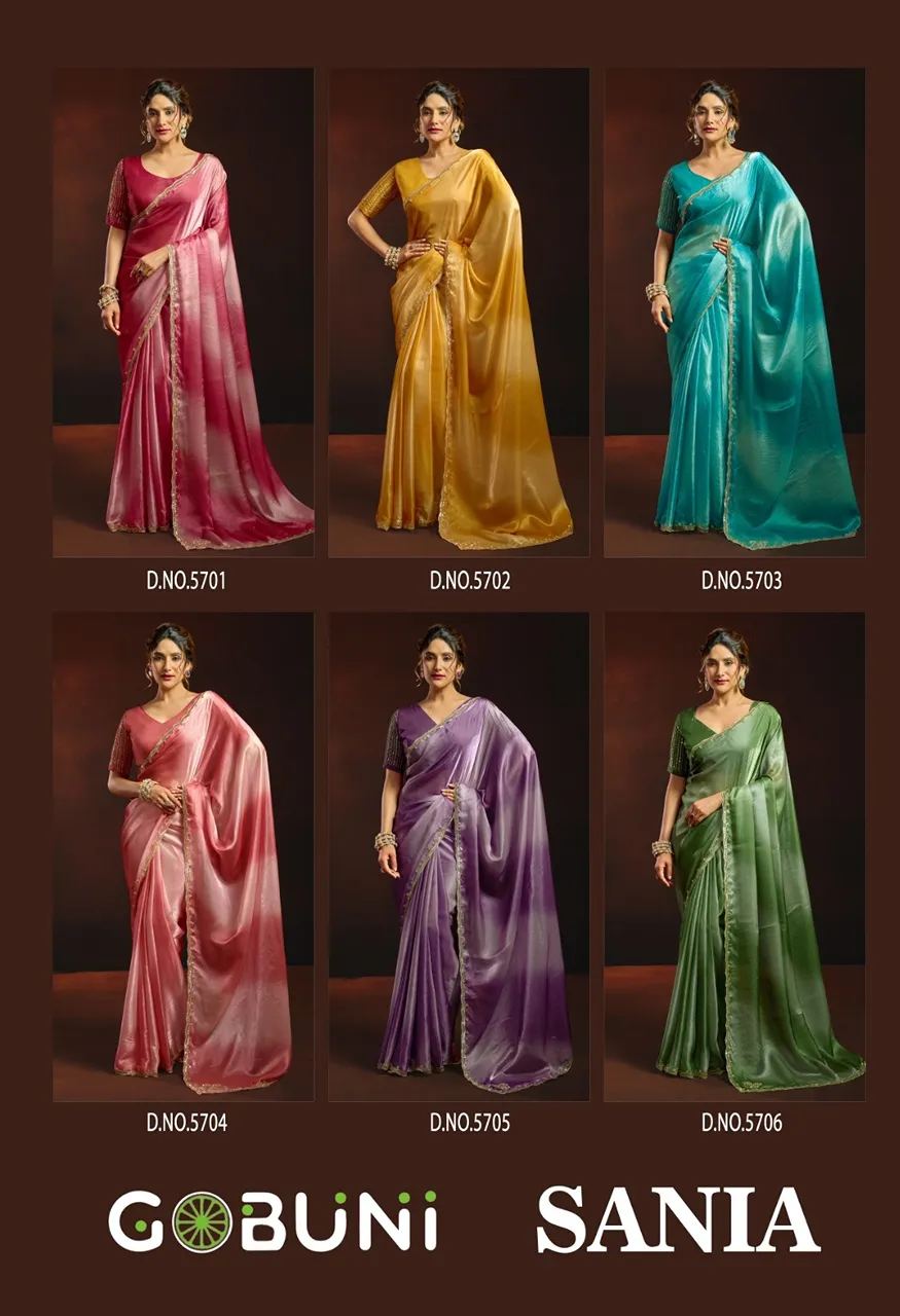 Gobuni Sudha Fendy Sartin Designer Saree Digital Print, Beads Sequin Work — Singles, Gobuni wholesale from Surat — Photo 8