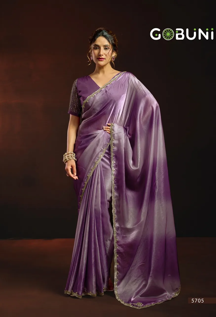 Gobuni Sudha Fendy Sartin Designer Saree Digital Print, Beads Sequin Work — Singles, Gobuni wholesale from Surat — Photo 5