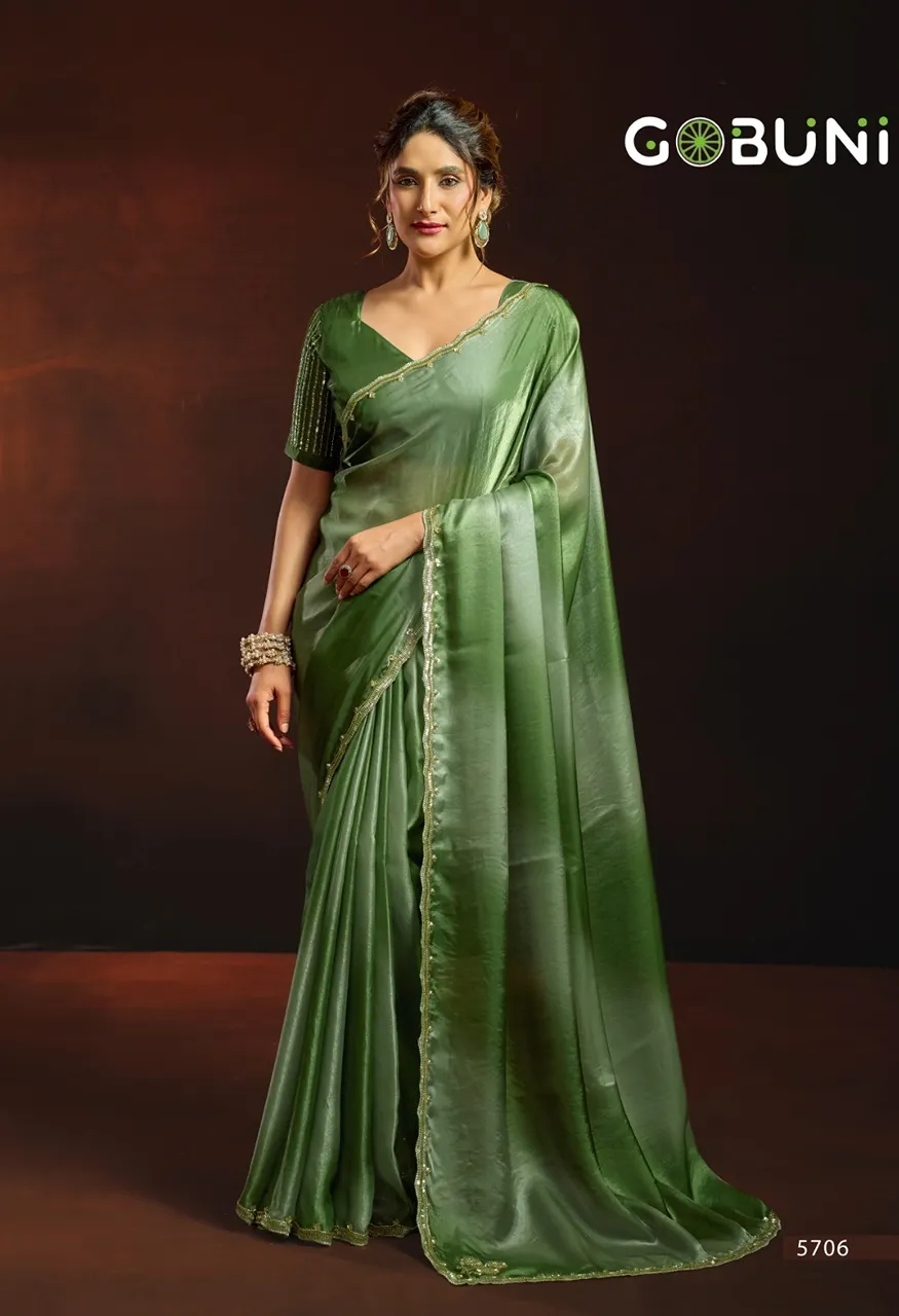 Gobuni Sudha Fendy Sartin Designer Saree Digital Print, Beads Sequin Work — Singles, Gobuni wholesale from Surat — Photo 6