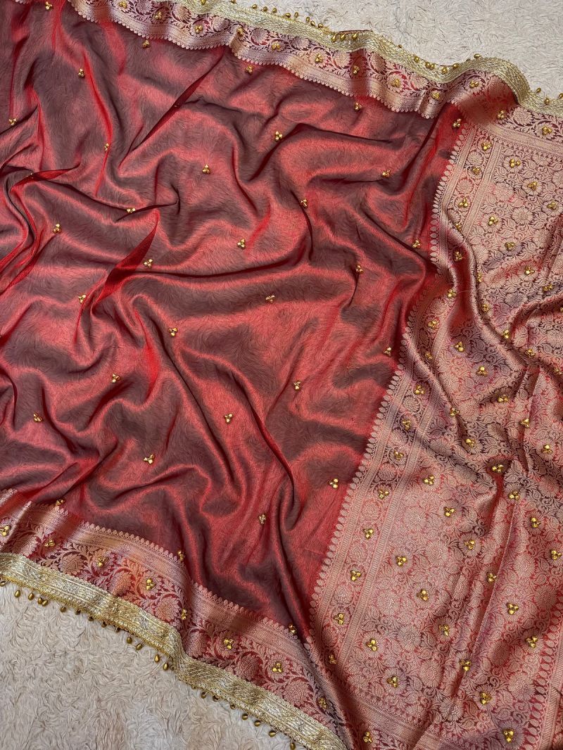 Ghunghroo Bm Soft Tissue Banarasi Party Wear Designer Saree Collection — Festival Sarees, Vardan Ethnic wholesale from Surat — view 6