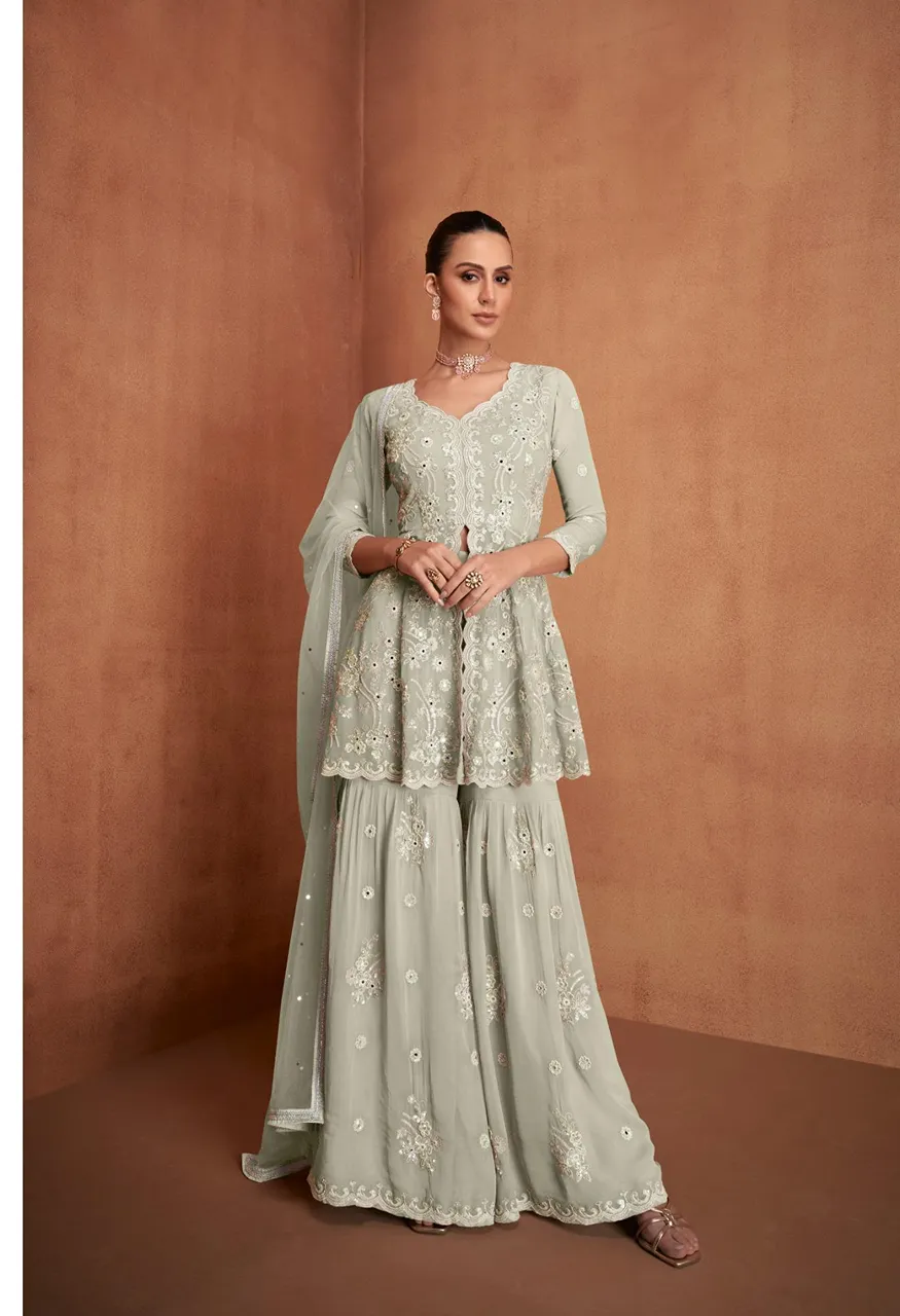 Gulkayra Designer Siyona Real Georgette Set Embroidery Sharara Suit