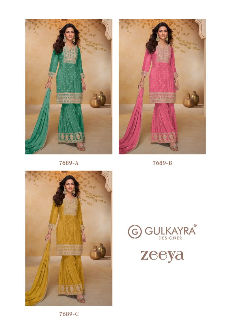 Gulkayra Zeeya Real Chinon Embroidered Designer Salwar Kameez Collection — Wholesale Salwar Suits, Gulkayra wholesale from Surat — view 6
