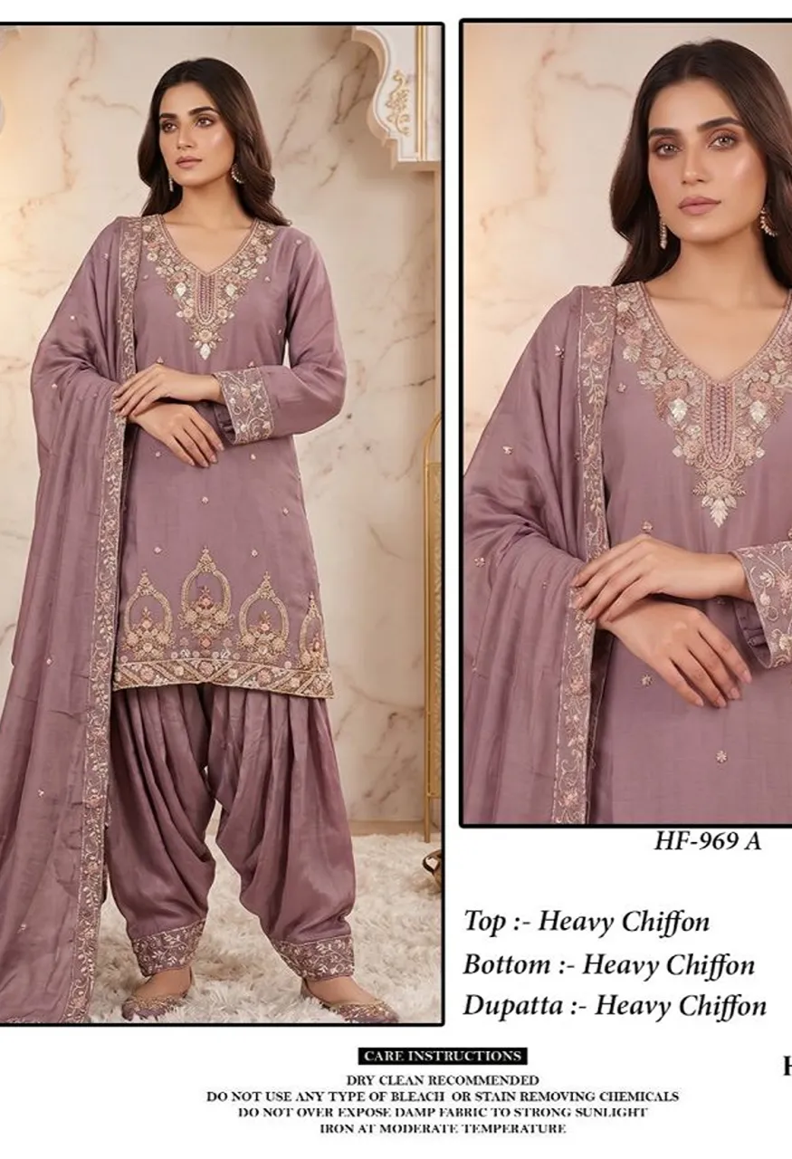 Hoor Tex 969 A To D Chiffon Embroidered Designer Salwar Kameez