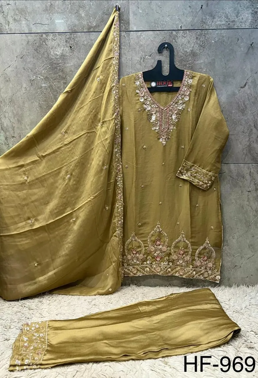 Hoor Tex 969 A To D Chiffon Embroidered Designer Salwar Kameez — Wholesale Salwar Suits, hoor Tex wholesale from Surat — view 5