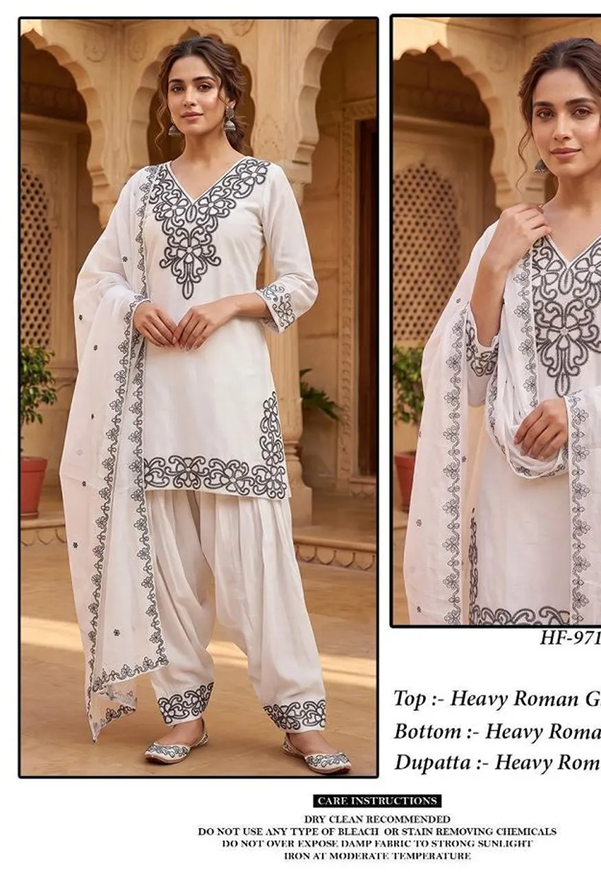 Hoor Tex 971 A To D Roman Glass Silk Embroidered Designer Salwar Kameez